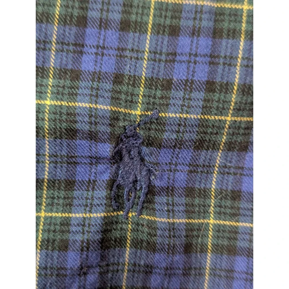 Ralph Lauren Men's‎ Sm Shirt Blue Green Yellow Plaid Button Down Long Sleeve